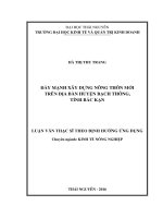 Đẩy mạnh xây dựng nông thôn mới trên địa bàn huyện Bạch Thông, tỉnh Bắc Kạn