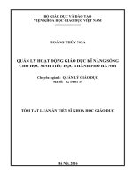 Quản lý hoạt động giáo dục kĩ năng sống cho học sinh tiểu học thành phố Hà Nội (tt)
