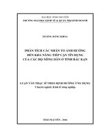 Phân tích các nhân tố ảnh hưởng đến khả năng tiếp cận tín dụng của các hộ nông dân trên địa bàn tỉnh Bắc Kạn
