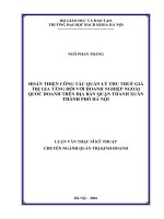 Hoàn thiện công tác Quản lý thu thuế giá trị gia tăng đối với doanh nghiệp ngoài quốc doanh trên địa bàn quận Thanh Xuân TP Hà Nội