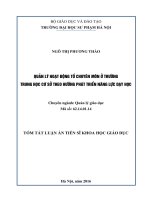 Quản lý hoạt động tổ chuyên môn ở trường trung học cơ sở theo hướng phát triển năng lực dạy học (TT)
