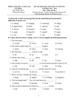 de HSG tieng Anh lop 7 de chinh thuc huyen yen Dinh