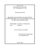 Biện pháp tạm giam trong giai đoạn xét xử sơ thẩm theo pháp luật TTHS Việt Nam (trên cơ sở nghiên cứu thực tiễn trên địa bàn tỉnh Đồng Tháp)