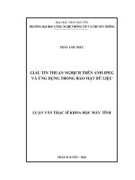 Giấu tin thuận nghịch trên ảnh JPEG và ứng dụng trong bảo mật dữ liệu 