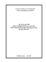 DỰ TOÁN CHI TIẾT  KHẢO NGHIỆM GIỐNG LÚA NĂM 2014 Thuộc Chính sánh hỗ trợ phát triển giống cây trồng  giai đoạn 20102015