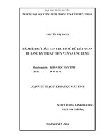 Bảo đảm sự toàn vẹn cho cơ sở dữ liệu quan hệ bằng kỹ thuật thủy vân và ứng dụng 