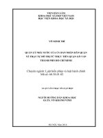 Quản lý nhà nước của ủy ban nhân dân quận về trật tự đô thị từ thực tiễn quận gò vấp, thành phố hồ chí minh