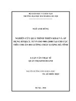 Nghiên cứu quá trình triển khai và áp dụng Hệ thống quản lý chất lượng TCVN ISO 9001:2008 tại Chi cục Tiêu chuẩn Đo lường Chất lượng Hà Tĩnh