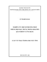 Nghiên cứu một số phương pháp trích chọn đặc trưng trong khai phá quan điểm và ứng dụng 