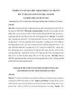NGHIÊN CỨU KẾT QUẢ ĐIỀU TRỊ DỰ PHÒNG LÂY TRUYỀN  HIV TỪ MẸ SANG CON Ở SẢN PHỤ VÀO SINH  TẠI KHOA PHỤ SẢN BVTW HUẾ