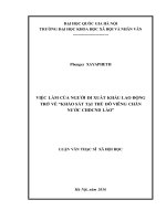 Việc làm của người đi xuất khẩu lao động trở về “khảo sát tại thủ đô viêng chăn nước CHDCND lào” 