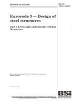 Tiêu chuẩn Châu Âu EC3: Kết cấu thép phần 1.6: Cường độ và ổn đinh kết cấu tấm vỏ (Eurocode3 BS EN1993 1 6 e 2007 Design of steel structures part 1.6: Strength and stability of shell structure)