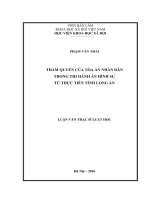 Thẩm quyền của tòa án nhân dân trong thi hành án hình sự từ thực tiễn tỉnh long an 