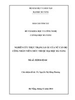 Nghiên cứu thực trạng lo âu của nữ cán bộ công nhân viên chức thuộc đại học đà nẵng