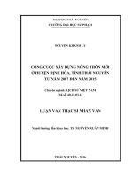 Công cuộc xây dựng nông thôn mới ở huyện định hóa, tỉnh thái nguyên từ năm 2007 đến năm 2015 