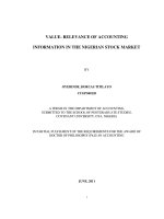 Value- Relevance Of Accounting Information In The Nigerian Stock Market