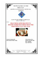 Hoạt động kinh doanh của doanh nghiệp bảo hiểm nhân thọ theo pháp luật việt nam 