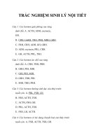TRẮC NGHIỆM SINH lý nội TIẾT 