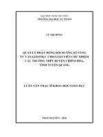 Quản lý hoạt động bồi dưỡng kĩ năng tư vấn giáo dục cho giáo viên chủ nhiệm các trường THPT huyện chiêm hóa, tỉnh tuyên quang 