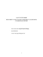 HOÀN THIỆN VÀ NÂNG CAO CHẤT LƯỢNG PHỤC VỤ TẠI NHÀ HÀNG CỦA KHÁCH SẠN ÁNH VIỆT