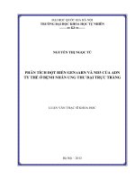 Phân tích đột biến gen tARN và ND3 của ADN ty thể ở bệnh nhân ung thư đại trực tràng