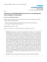 Analysis On The Relationship Between Green Accounting And Green Design For Enterprises