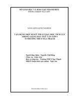 VẬN DỤNG MỘT SỐ KỸ THUẬT DẠY HỌC TÍCH CỰC TRONG GIẢNG DẠY NGỮ VĂN LỚP 9  Ở TRƯỜNG THCS NGA THẠCH