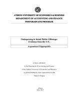 Underpricing In Initial Public Offerings: Evidence From The U.S Avgoustinos Filippoupolitis