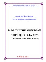 36 đề THI THỬ TRẮC NGHIỆM môn TOÁN lớp 12 có đáp án của các TRƯỜNG PHỔ THÔNG