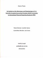 An Analysis On The Advantages And Disadvantages Of U.S. Generally Accepted Acounting Principles (GAAP) Converging To Internatinonal Financial Reporting Standards (IFRS)
