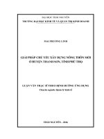 Giải pháp chủ yếu xây dựng nông thôn mới ở huyện thanh sơn, tỉnh phú thọ 