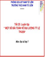 Vận dụng kiến thức liên môn để dạy  đại số 7 bài Luyện tập một số bài toán về đại lượng tỷ lệ thuận.doc
