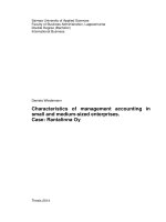 Characteristics of management accounting in small and medium-sized enterprises. Case: Rantalinna Oy