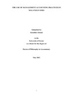 The Use Of Management Accounting Practices In Malaysian Smes