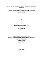 An Appraisal Of Accounting System In The Public Sector (A Case Study Of Board Of Internal Revenue Enugu State)
