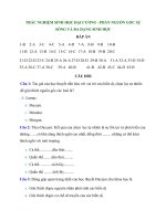 TRẮC NGHIỆM SINH học đại CƯƠNG –PHẦN NGUỒN gốc sự SỐNG và đa DẠNG SINH học 