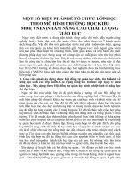 MỘT số BIỆN PHÁP để tổ CHỨC lớp học THEO mô HÌNH TRƯỜNG học KIỂU mới