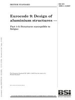Tiêu chuẩn Châu Âu EC9: Kết cấu nhôm phần 1.3: Kết cấu chịu mỏi (Eurocode9 BS EN1999 1 3 e 2007 structures susceptible to fatigue Design of aluminum structures part 1.3: Structures susceptible to fatigue)