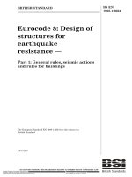 Tiêu chuẩn Châu Âu EC8: Kết cấu chống động đất phần 1: Quy định chung (Eurocode8 BS EN1998 1 e 2004 Design of structure for earthquake resistance part 1: General rules, seismic actions and rules for buildings)