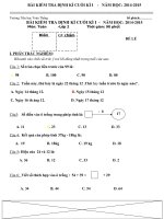 Đề thi toán lớp 2 học kỳ 1 tham khảo