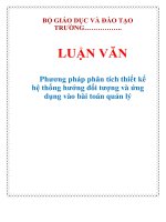 Luận văn Phương pháp phân tích thiết kế hệ thống hướng đối tượng và ứng dụng vào bài toán quản lý