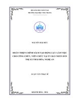 Hoàn thiện chính sách tạo động lực làm việc cho công chức, viên chức tại ủy ban nhân dân thị xã thái hòa, tỉnh nghệ an 