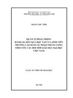 Luận án Tiến sĩ quản lý hoạt động đánh giá kết quả học tập của sinh viên trường cao đẳng sư phạm theo yêu cầu đổi mới giáo dục đại học Việt Nam