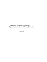Models of Economic Geography Dynamics, Estimation and Policy Evaluation