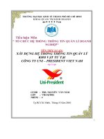 Tiểu luận Xây dựng hệ thống thông tin quản lý kho vật tư tại công ty uni – president viet nam