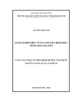 Giảm nghèo bền vững ở huyện định hóa tỉnh thái nguyên 