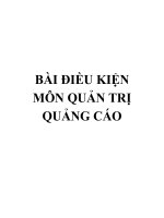 BÀI điều KIỆN môn QUẢN TRỊ QUẢNG CÁO