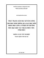 Thực trạng giáo dục kỹ năng sống cho học sinh thông qua dạy học môn khoa học lớp 4, 5 ở một số trường tiểu học khu vực thị xã phúc yên   vĩnh phúc 