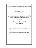 Kỹ thuật nhận dạng chữ số dựa vào mạng nơron trong nhập điểm tự động 