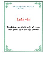 Luận văn Tìm hiểu và cài đặt một số thuật toán phân cụm dữ liệu cơ bản